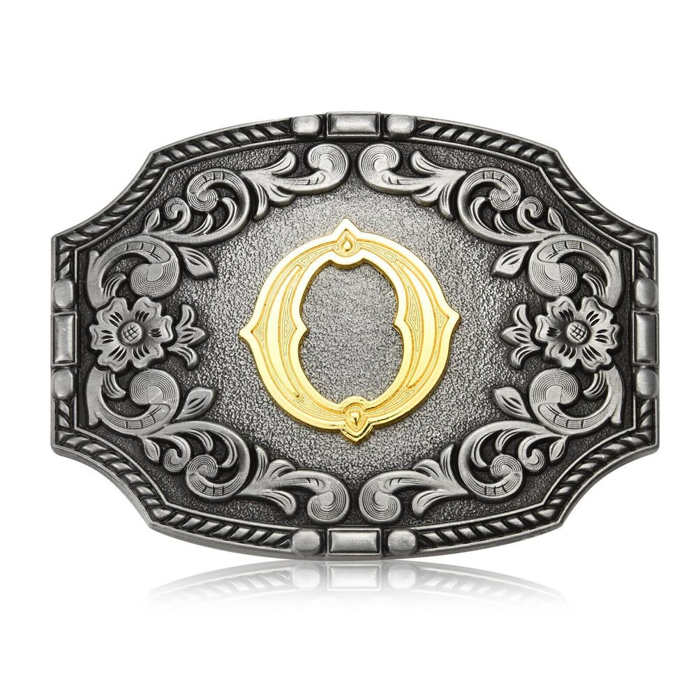 9924 Western Initial Letters Belt Buckle ABCDEFG to Z Silver Cowboy Rodeo